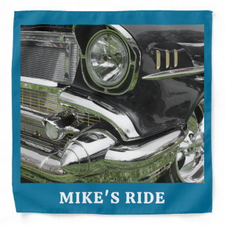 Black 1957 Chevy Car, Name/Message, Your Photo/Art Bandana