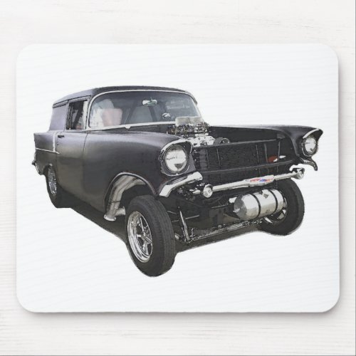 Black 1957 Chevy sedan delivery wagon gasser drag Mouse Pad