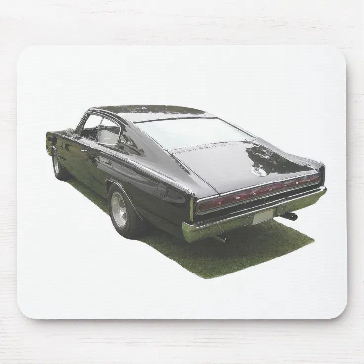 Black 1967 Dodge Charger mousepad. Mouse Pad Zazzle