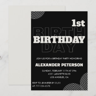 Black 1st birthday invitations Party Boy