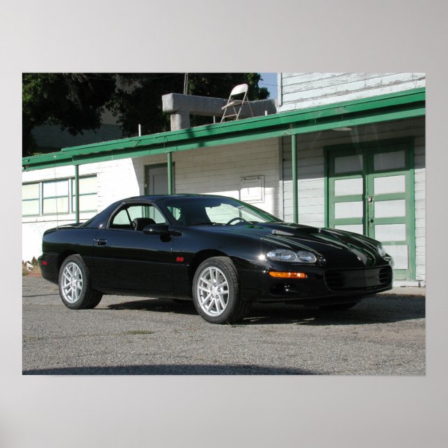 Black 2001 Chevrolet Camaro Z28 SS Poster (Front)