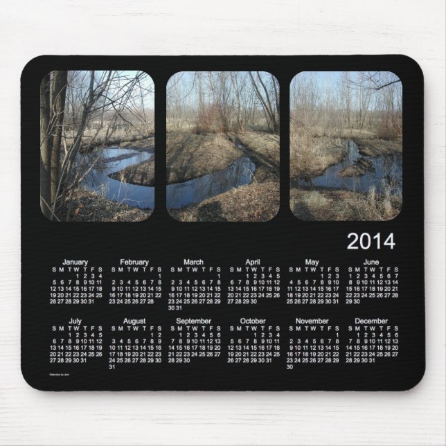 Black 2014 Landscape Calendar Mouse Pad (Front)