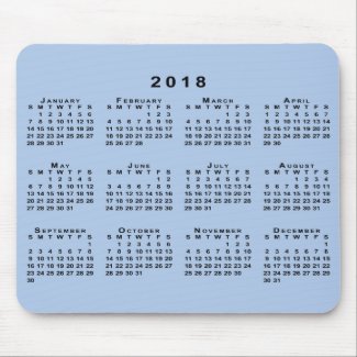 Black 2018 Calendar on Customizable Light Blue Mouse Pad