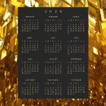 Black 2024 Full Year Calendar Home Fridge Magnet Magnetic Dry Erase Sheet<br><div class="desc">Custom, elegant script typography, simple, elegant, black and faux gold, 2024 calendar, home room office fridge magnet magnetic sheet. Makes a great gift, for christmas, holidays, new years, and more, for your loved ones, employee, staff, peers, co-workers, family and friends. Great for home and office use, promotion, advertising, branding, marketing,...</div>