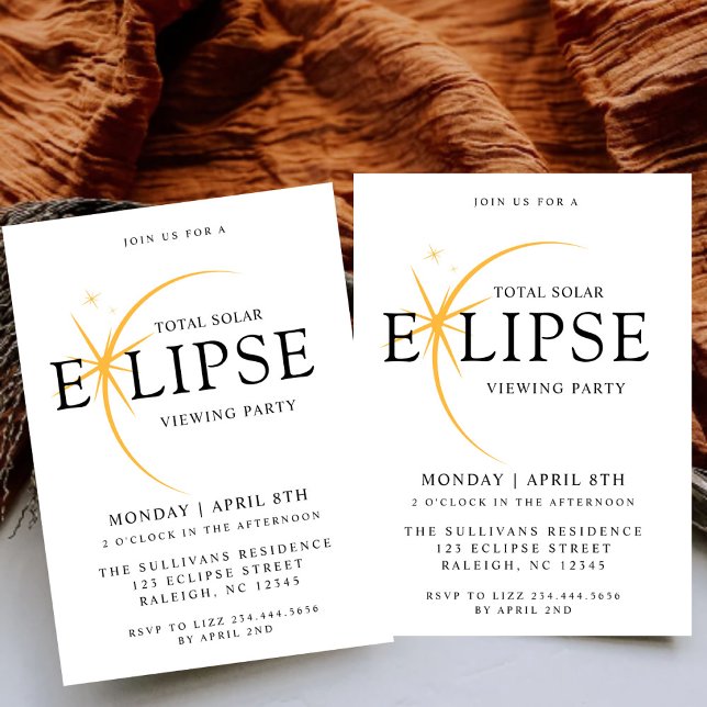  Black 2024 Total Solar Eclipse Viewing Party Invitation (Creator Uploaded)