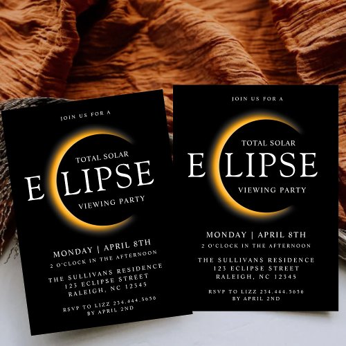  Black 2024 Total Solar Eclipse Viewing Party Invitation