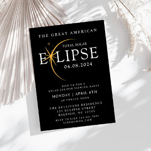 Black 2024 Total Solar Eclipse Viewing Party Invitation