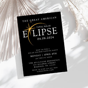 Black 2024 Total Solar Eclipse Viewing Party Invitation