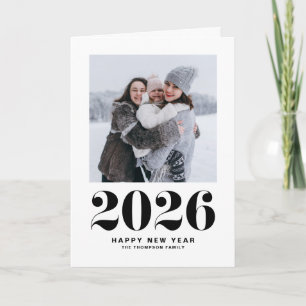 Black 2025 Bold Typography New Year Photo Holiday Card