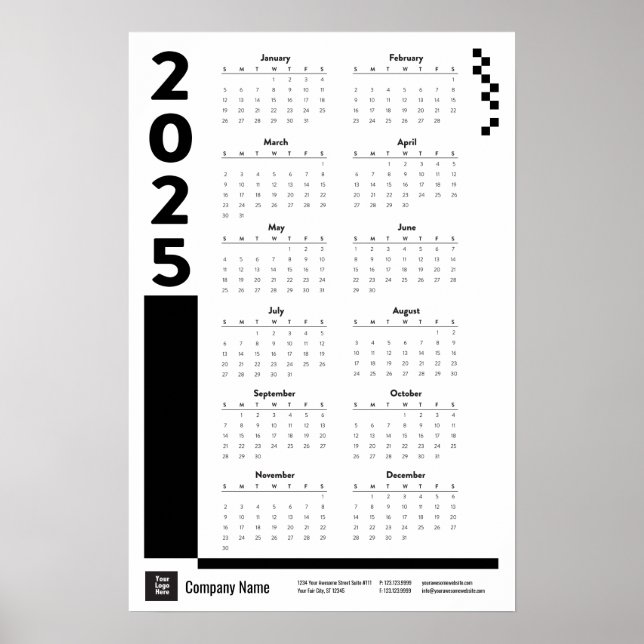Black 2025 Corporate Wall Calendar Poster (Front)