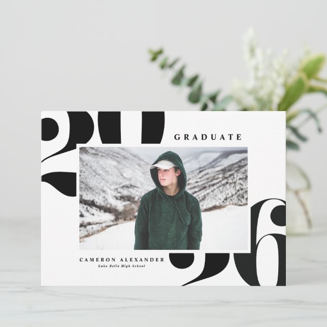 Black 2026 Bold Typography Photo Graduation Announcement (Standing Front)
