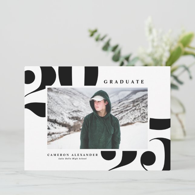 Black 2026 Bold Typography Photo Graduation Announcement (Standing Front)
