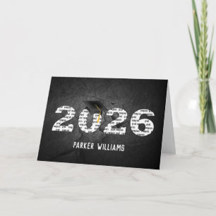 Black 2026 Graduation Cap On Black Rock Card
