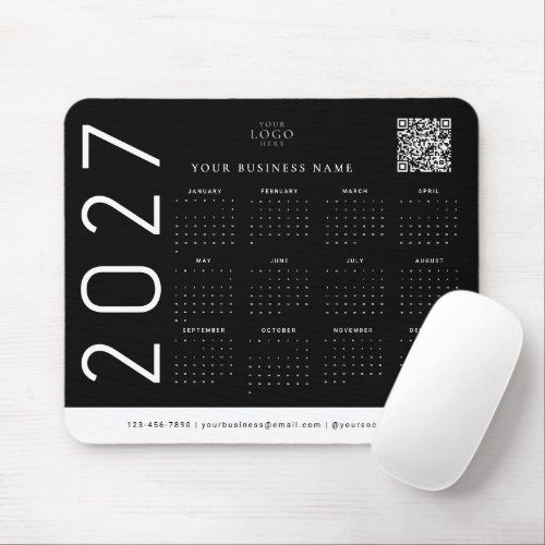 Black 2027 Calendar Business Logo Corporate Mouse Pad
