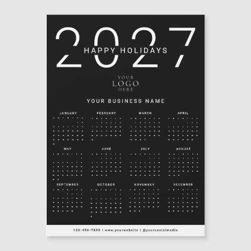 Black 2027 Calendar Logo Corporate Holiday Magnet