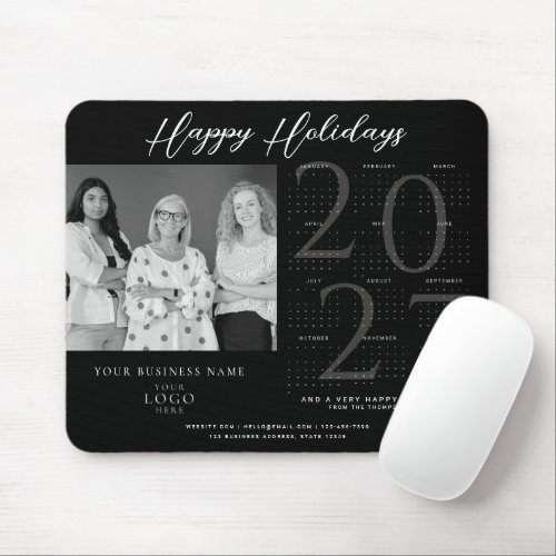 Black 2027 Calendar Photo Logo Corporate Holiday   Mouse Pad