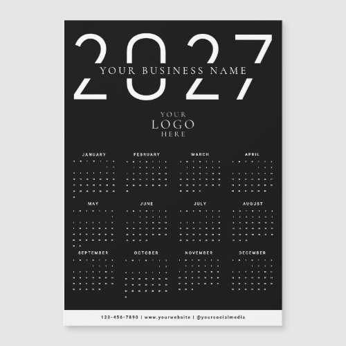 Black 2027 Modern Calendar Business Logo Magnet