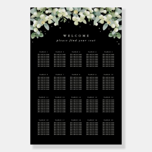 Black 20 Tables of 8 Wedding Seating Chart Foam Board