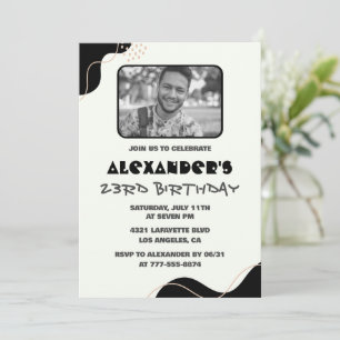Black 23rd birthday invitations Men Simple Photo