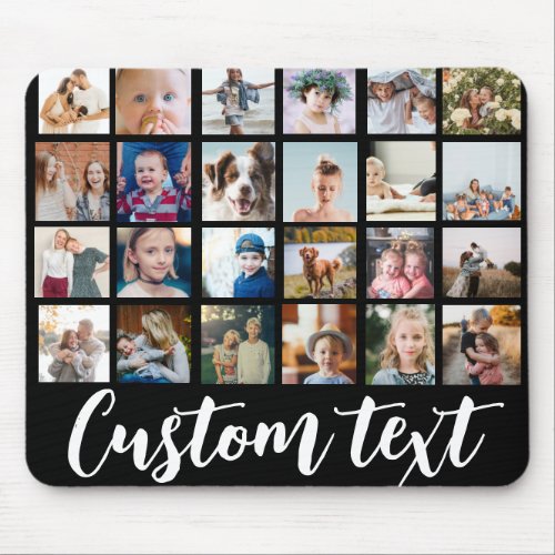 Black 24 photo grid family collage simple trendy mouse pad