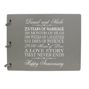 Black 25th Wedding Anniversary Guest Book