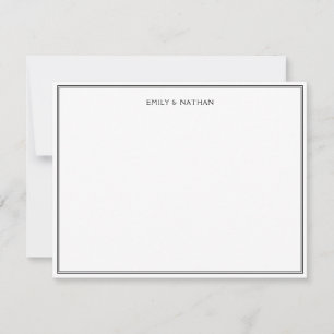 Black 2 Border Couple Wedding Engagement Custom Note Card