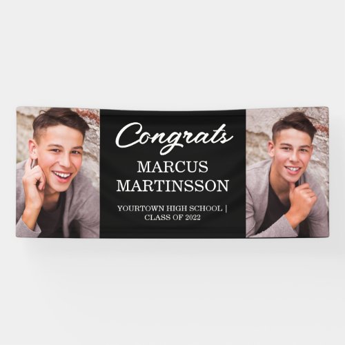 Black 2 Photo Modern Congrats Graduation Banner