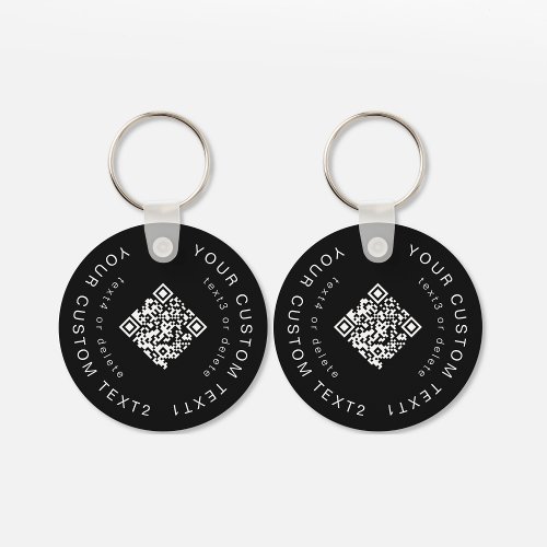 Black 2 sided Company QR Code Business Branded Keychain