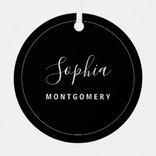 Black 2 Sided Guest Name Wedding Seating Keepsake Metal Ornament