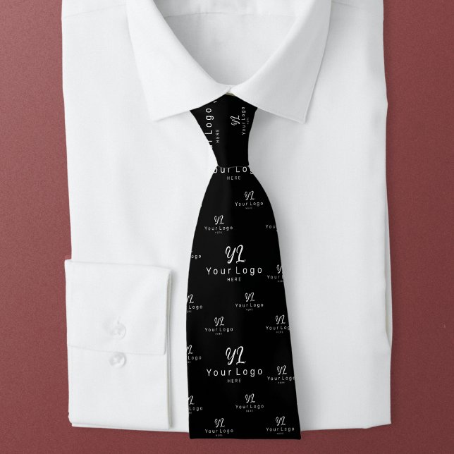 Black 2 sided Logo Business Brand Employee Staff Neck Tie (Creator Uploaded)