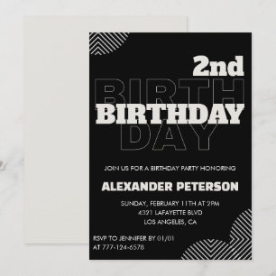 Black 2nd birthday invitations Party Boy
