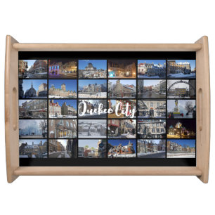 Black 30 Photo Collage Grid Travel Custom Serving Tray