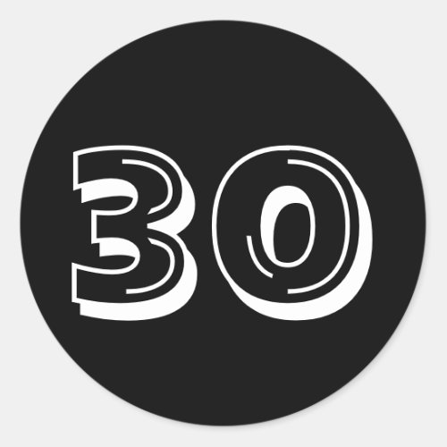 Black 30th Birthday Stickers