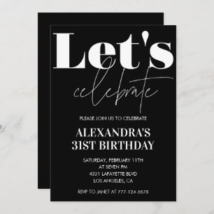 Black 31st birthday invitations Bold Typography