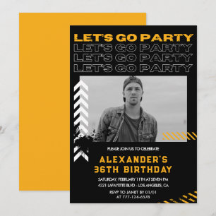 Black 36th birthday invitations Men Photo Spray