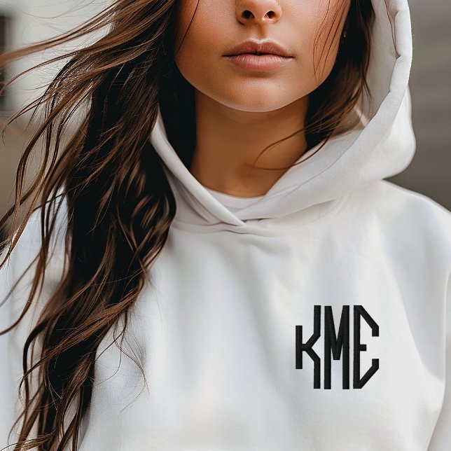 Black 3 Letter Custom Monogram Embroidered Hoodie (Creator Uploaded)