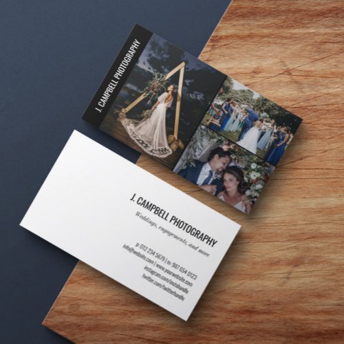 Black 3 Photo Collage Professional Photographer Business Card