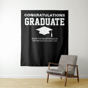Black 3 Photo Graduation Announcement Backdrop