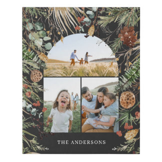 Black 3 photo watercolor dried botanical pampas faux canvas print