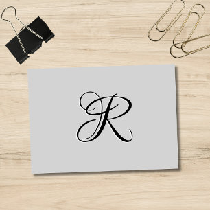 Black 3D Calligraphy Initial Letter Pastel Grey Post-it Notes