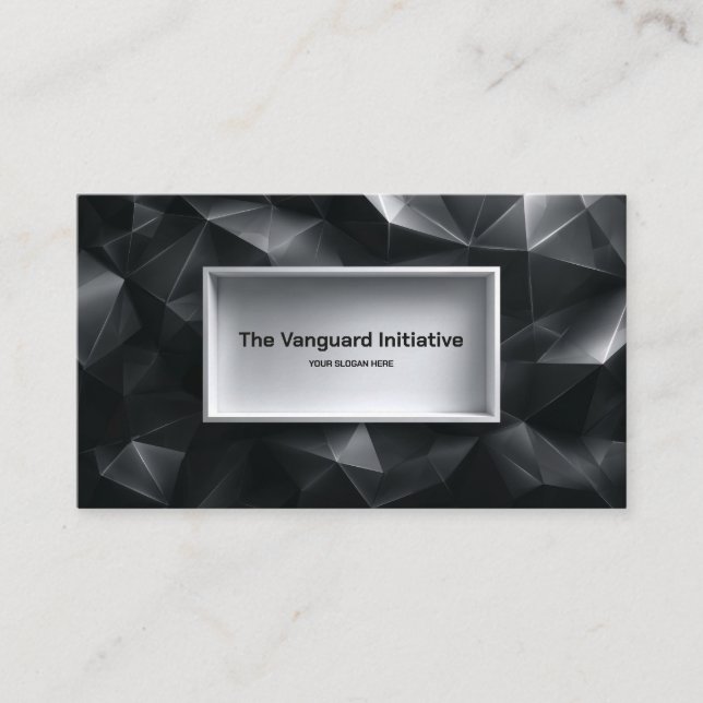 Black 3D Polygonal Crystal Facet Minimalist Business Card (Front)