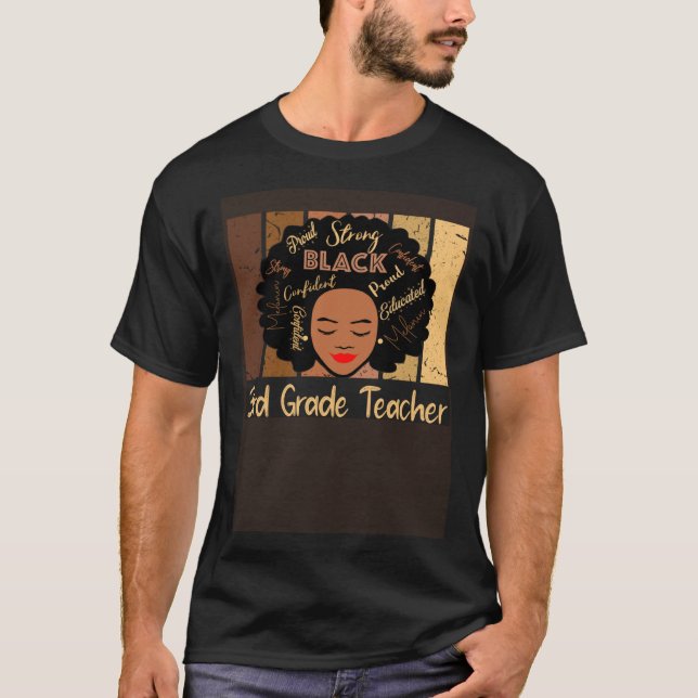Black 3rd Grade Teacher Love African American T-Shirt (Front)