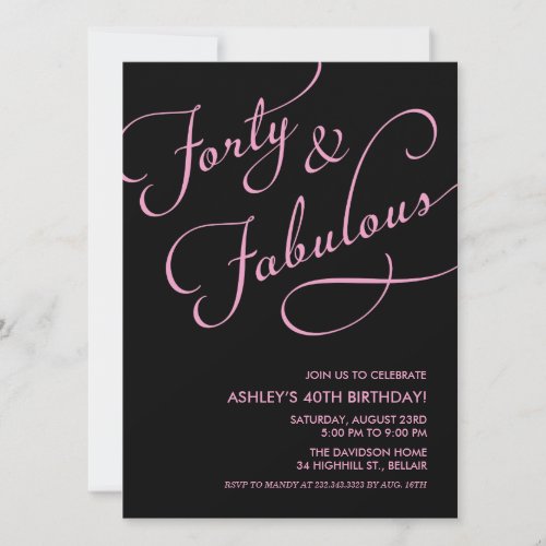 Black 40 and Fabulous Invitations