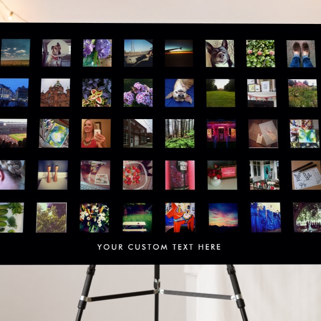 Black 40 Photo Collage Birthday Party Foam Board (In Situ (Stand))
