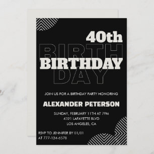 Black 40th birthday invitations Men Party