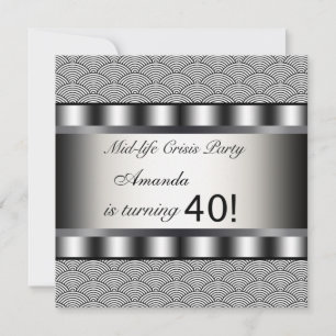 Black 40th Birthday Party Invitation