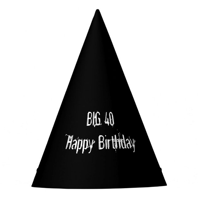 Black 40th Birthday Party Party Hat (Front)