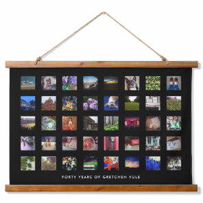 Black 40th Birthday Photo Collage Tapestry Print