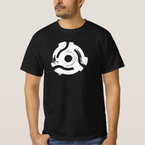 Black 45 RPM Retro Vinyl Record Spacer T_Shirt