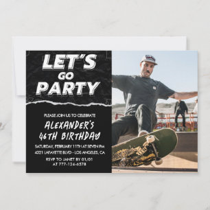 Black 46th birthday invitations Men Photo 